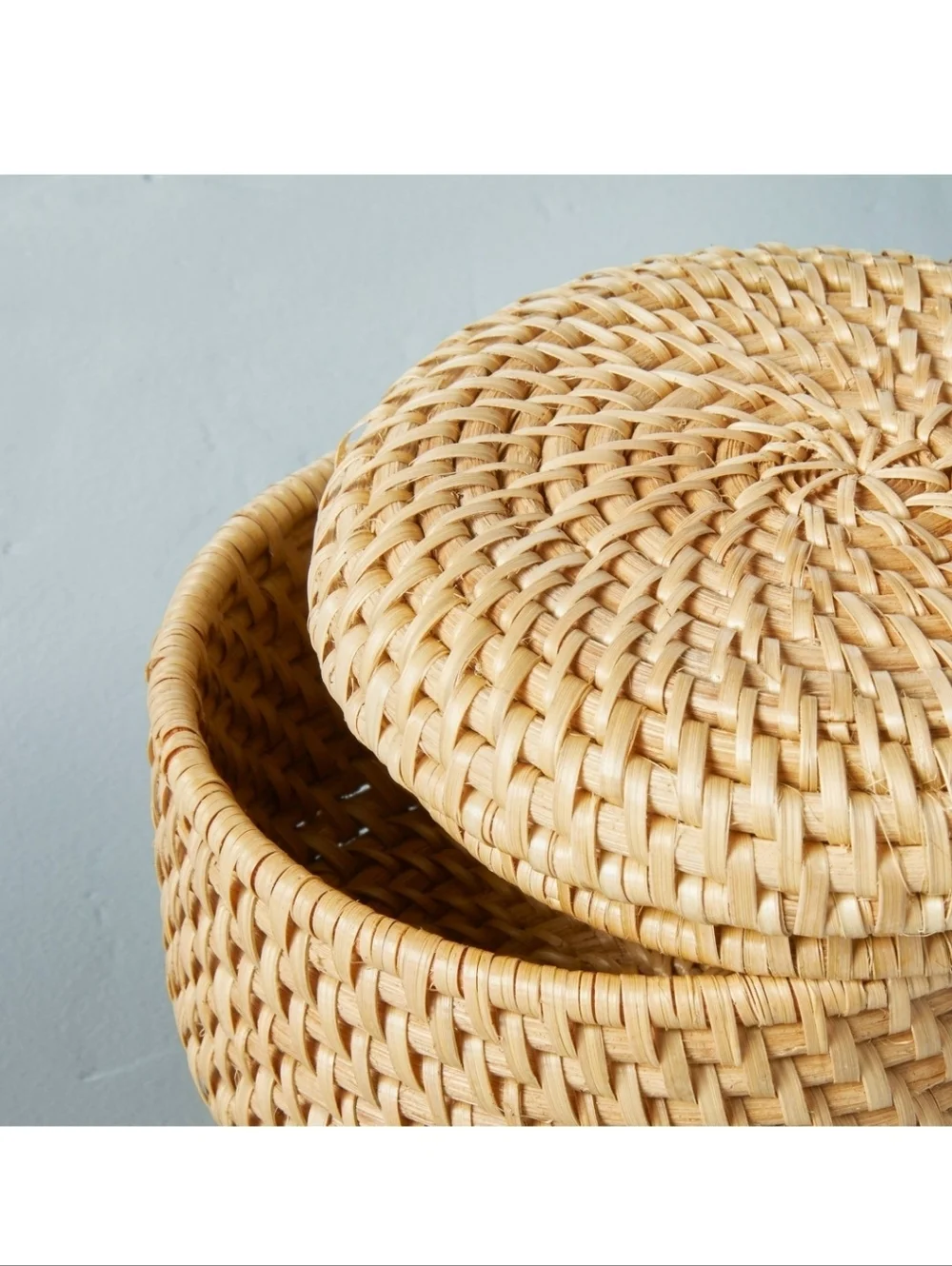 Woven Rattan Basket With Lid Natural Hearth & Hand With Magnolia Set Of Two